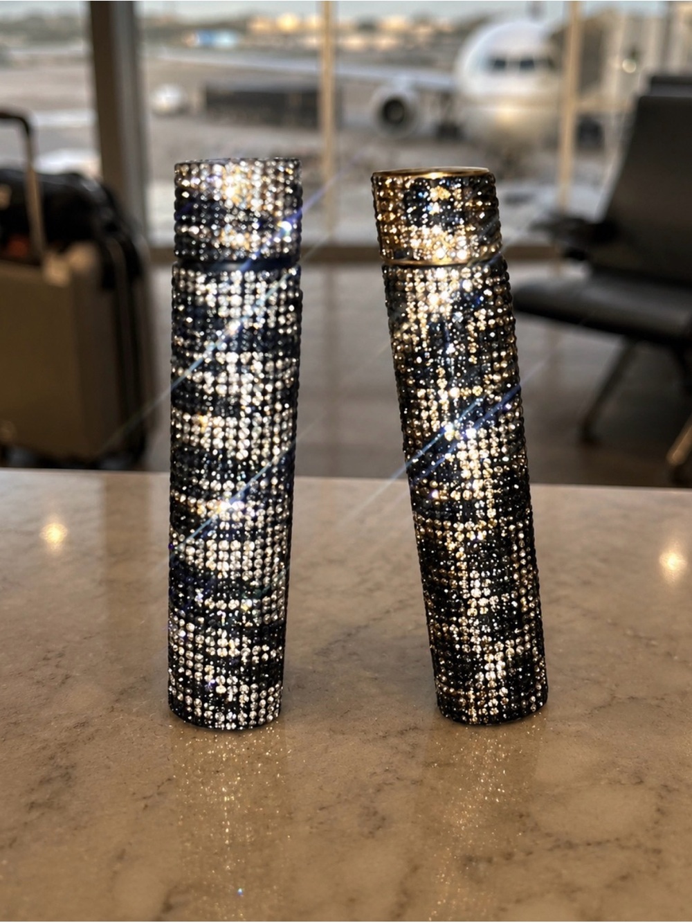 Crystal Embellished Decorative Accent Pair - Black and Silver